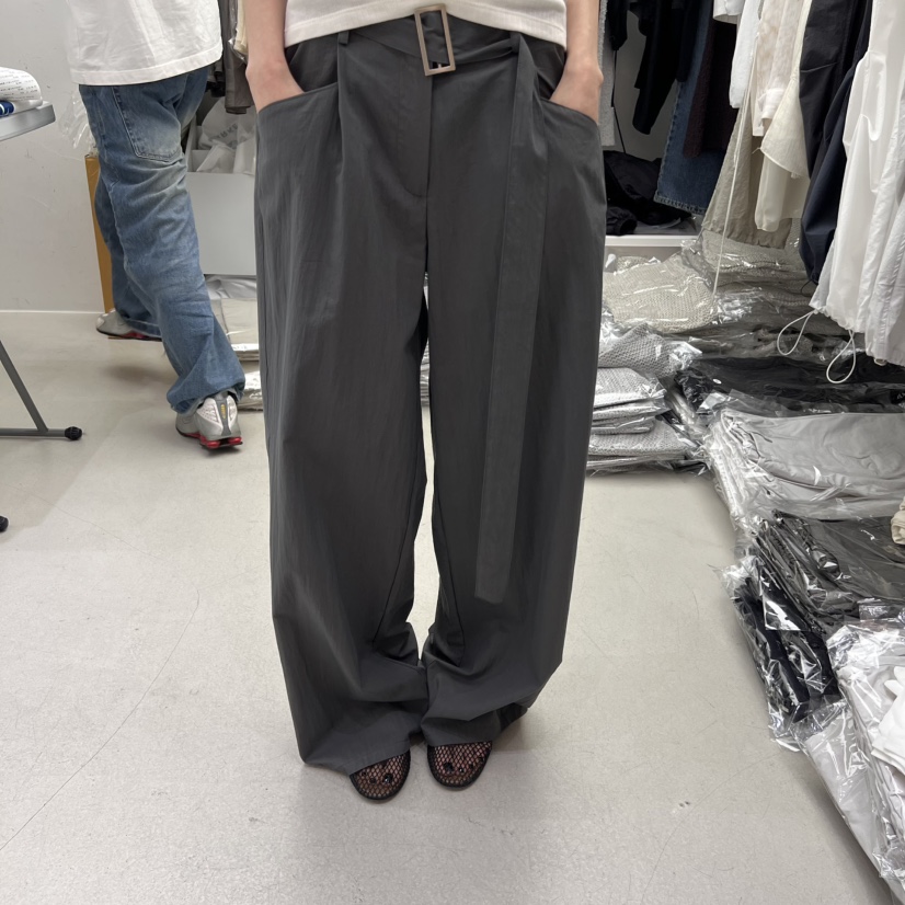 PADO韓國㊣直郵東大門代購女裝新款人氣25春夏休閑褲含腰帶PADO休閑褲圖色3