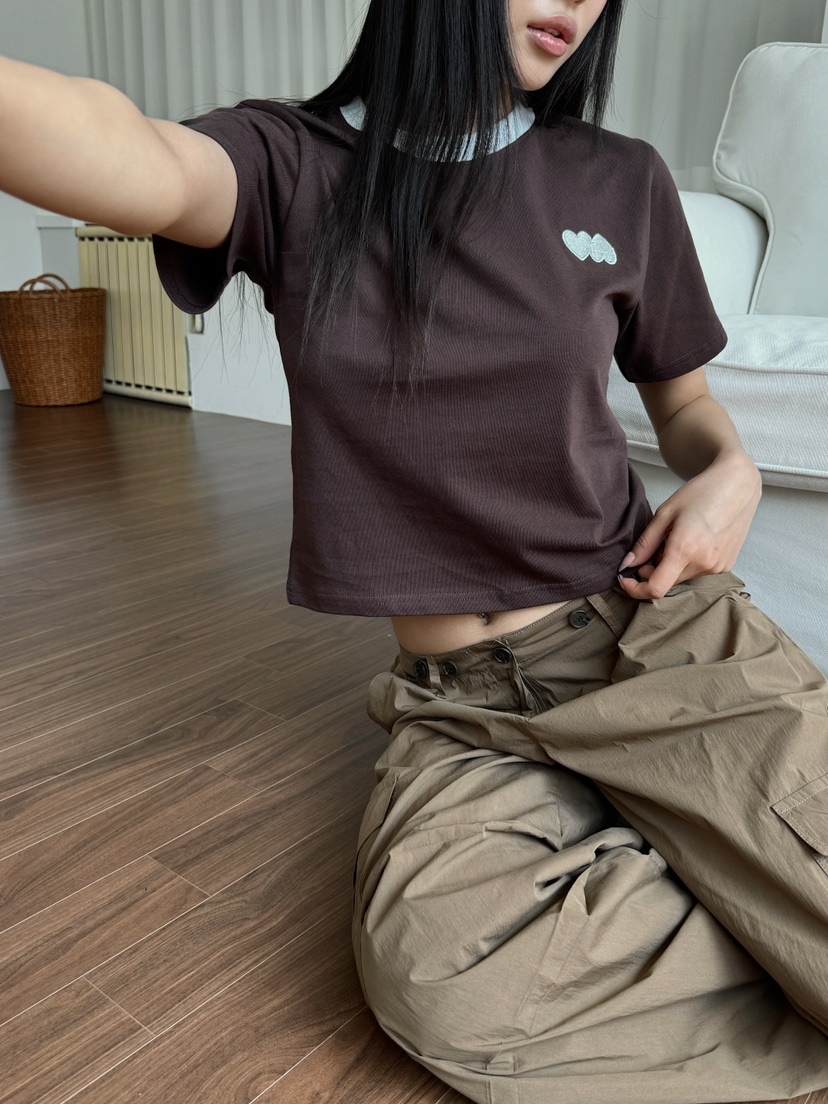 ZITTEN韓國代購女裝新品25春夏職業推薦休閑人氣時尚T恤刺繡ZITTENT恤