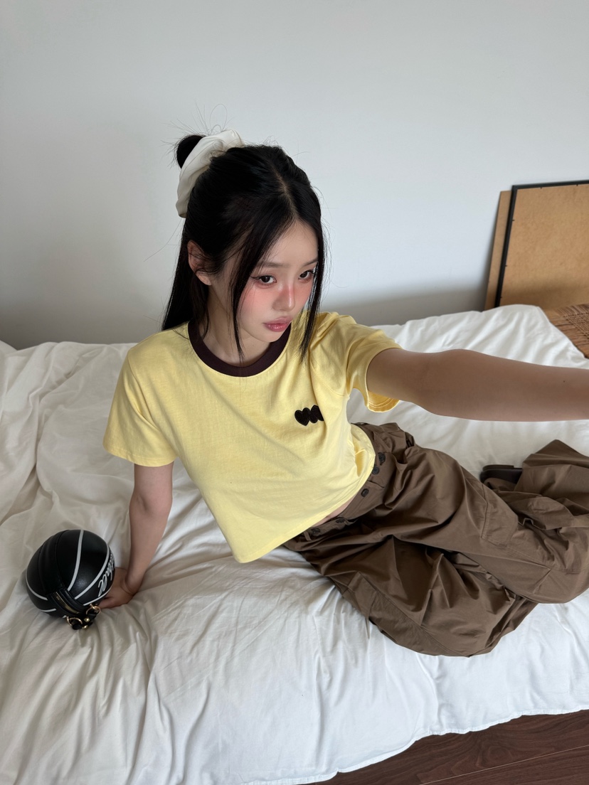ZITTEN韓國代購女裝新品25春夏職業推薦休閑人氣時尚T恤刺繡ZITTENT恤