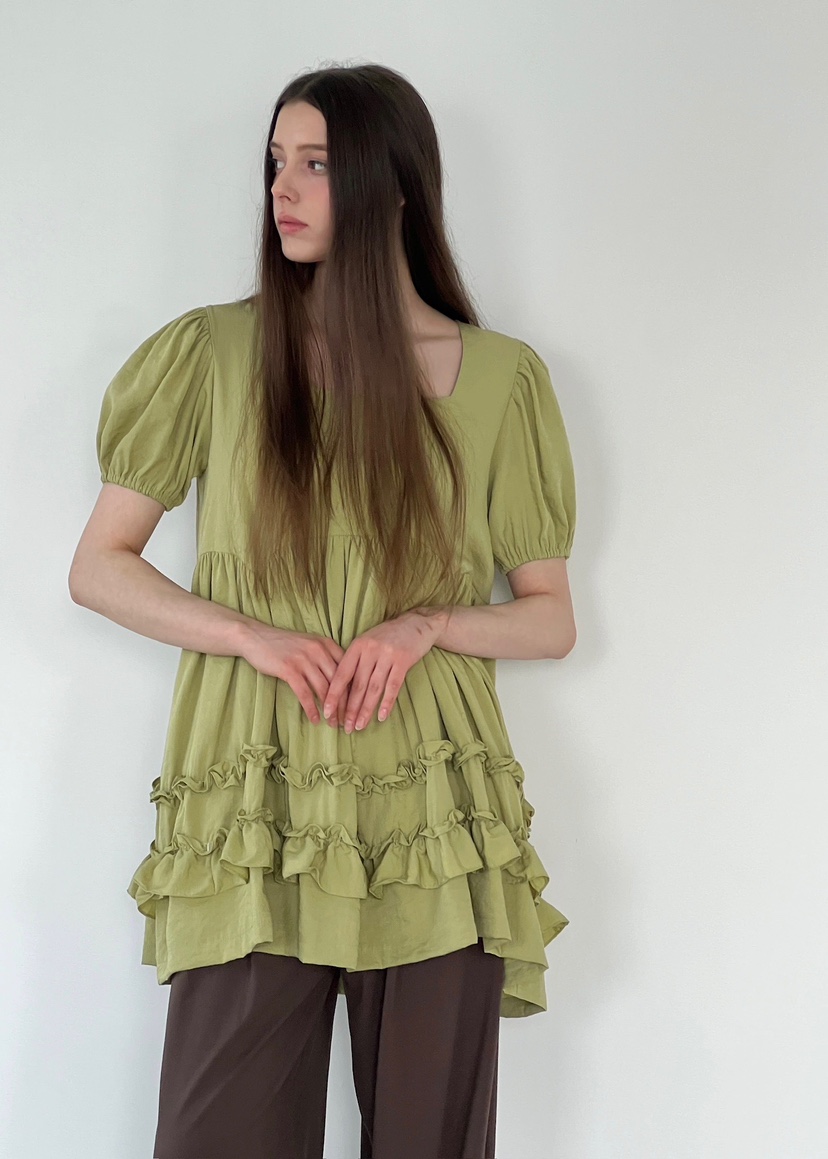 ANOTHER AVENUE韓國代購女士新品25春夏職業休閑連衣裙荷葉邊ANOTHER AVENUE連衣裙
