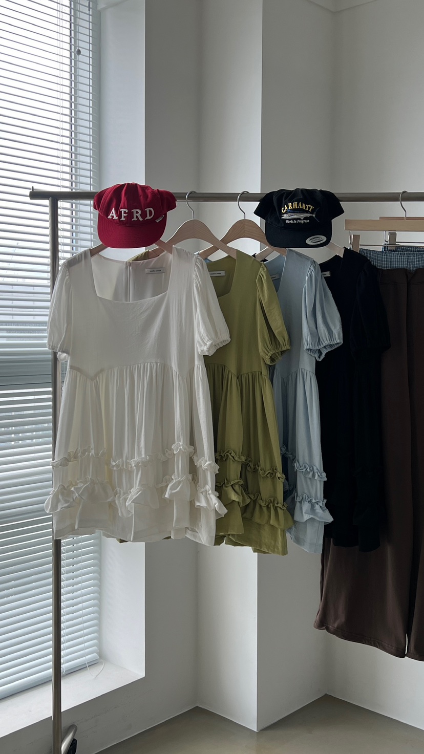 ANOTHER AVENUE韓國代購女士新品25春夏職業休閑連衣裙荷葉邊ANOTHER AVENUE連衣裙