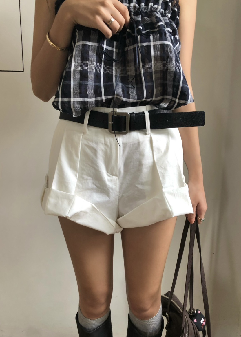 OUPPT韓國直郵㊣女裝新品25春夏人氣推薦休閑熱賣短褲不含腰帶OUPPT短褲圖色1