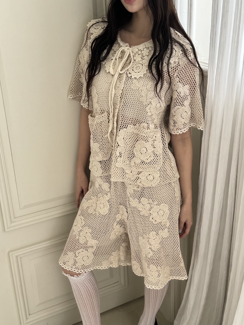 MAISONDEGLORY韓國㊣直郵東大門代購女裝新品熱賣套裝鉤針編織MAISON DE GLORY套裝