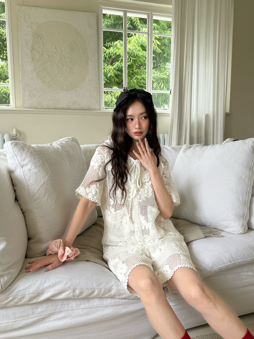 MAISONDEGLORY韓國㊣直郵東大門代購女裝新品熱賣套裝鉤針編織MAISON DE GLORY套裝圖色3