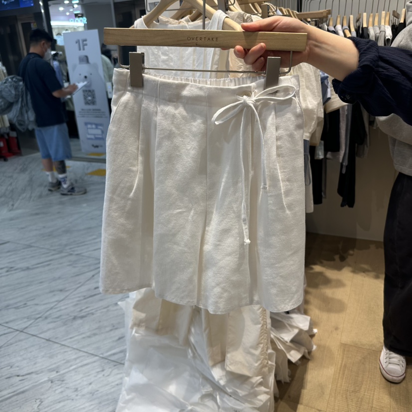 OVERTAKE韓國㊣直郵東大門代購女裝新品時尚推薦人氣短褲亞麻OVERTAKE短褲