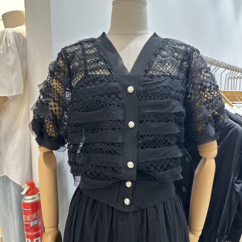 ENVY韓國㊣直郵東大門代購女裝新款25春夏時尚襯衫蕾絲衫開衫ENVY襯衫/蕾絲衫圖色2