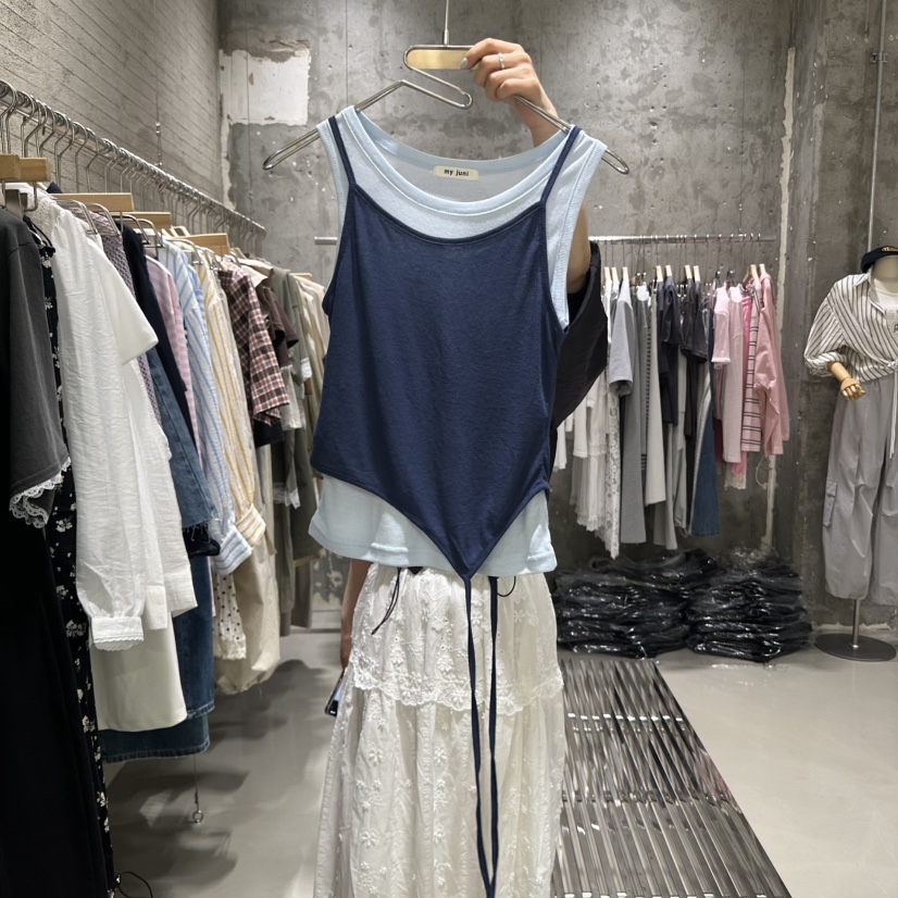 JUNI韓國㊣直郵東大門代購女裝新品熱賣時尚休閑25春夏吊帶背心my juni吊帶/背心圖色2