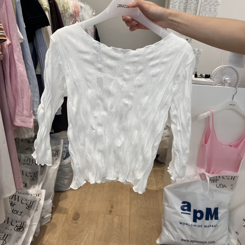 RUMIRU/AWEAR韓國㊣直郵東大門代購女裝新品25春夏長袖T恤褶皺awear/RUMIRU長袖T恤圖色2