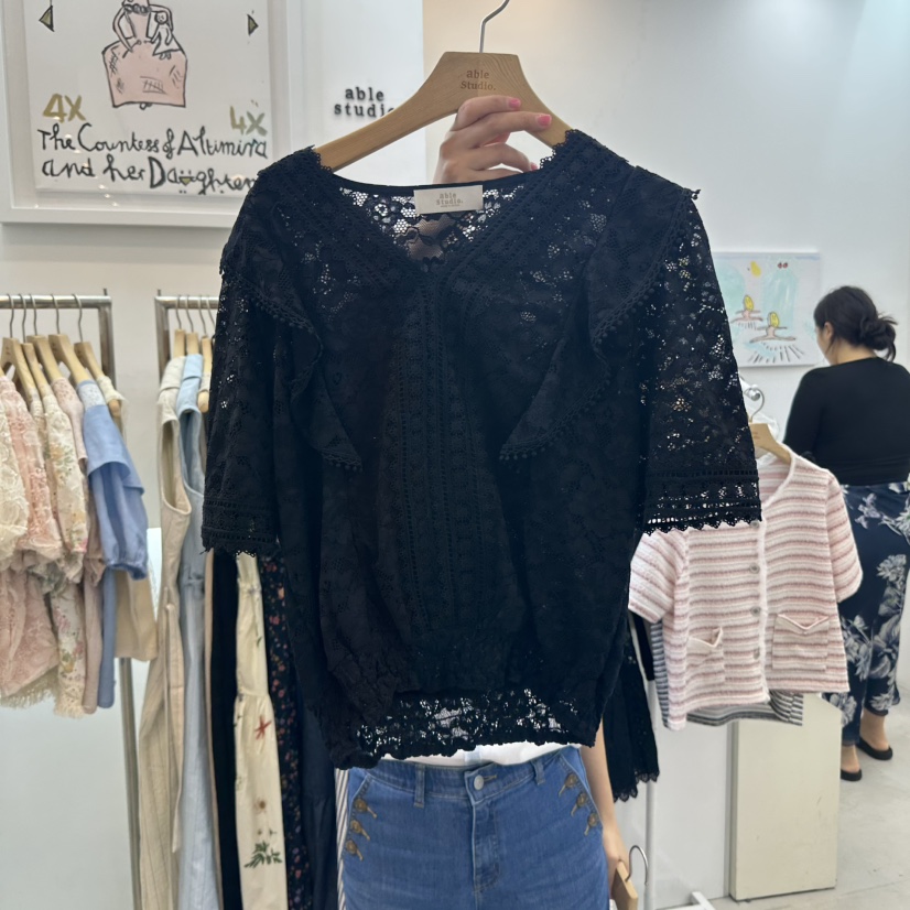 ABLESTUDIO韓國代購女士新款熱賣推薦真品時尚職業襯衫蕾絲衫ABLE STUDIO襯衫/蕾絲衫圖色2