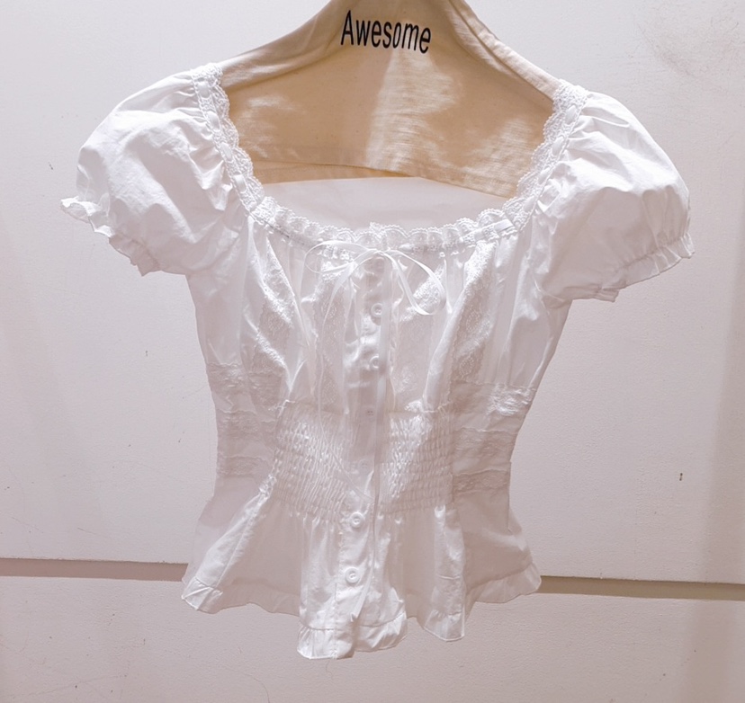 AWESOME-P東大門代購女士新款25春夏休閑熱賣真品襯衫蕾絲衫AWESOME-P襯衫/蕾絲衫
