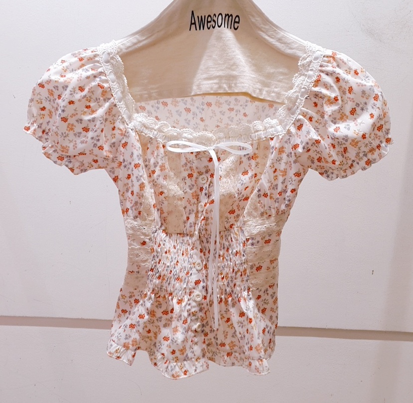 AWESOME-P東大門代購女士新款25春夏休閑熱賣真品襯衫蕾絲衫AWESOME-P襯衫/蕾絲衫圖色2