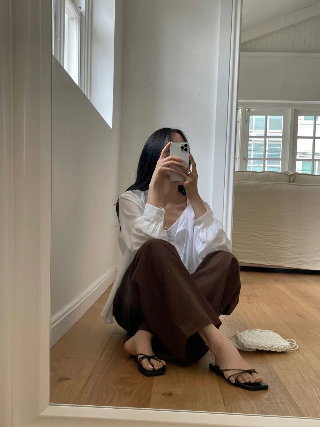 SOMETHINGELSE直郵韓國代購㊣女裝新品時尚襯衫蕾絲衫亞麻紐扣SOMETHINGELSE襯衫/蕾絲衫