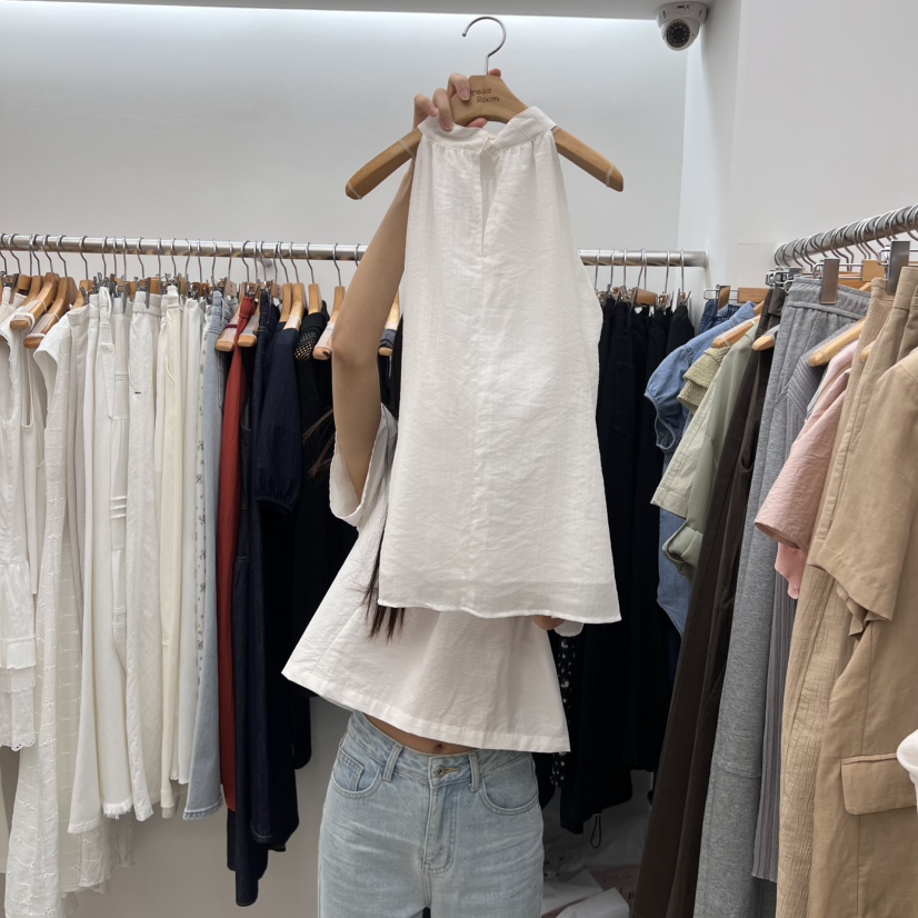 DRESS ROOM直郵韓國代購㊣女裝新款推薦時尚吊帶背心亞麻布DRESS ROOM吊帶/背心
