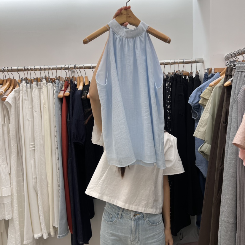 DRESS ROOM直郵韓國代購㊣女裝新款推薦時尚吊帶背心亞麻布DRESS ROOM吊帶/背心圖色2