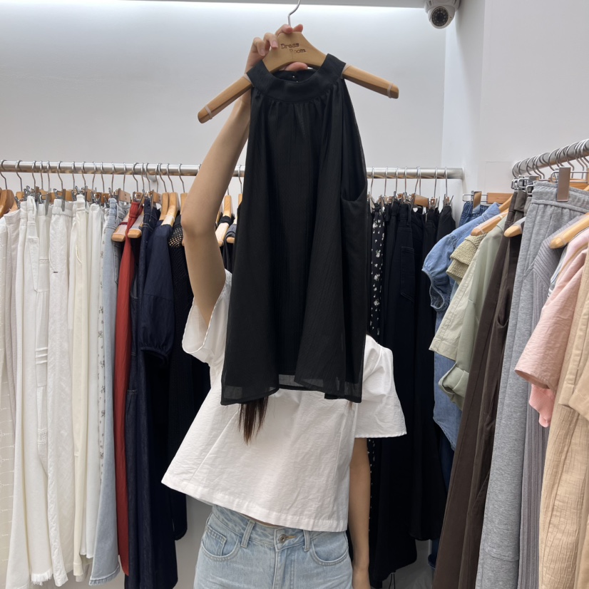 DRESS ROOM直郵韓國代購㊣女裝新款推薦時尚吊帶背心亞麻布DRESS ROOM吊帶/背心圖色3