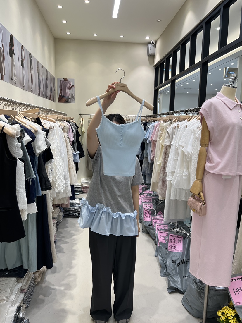 MARIE MARIE直郵韓國代購㊣女裝新品時尚25春夏吊帶背心蕾絲MARIE MARIE吊帶/背心圖色2