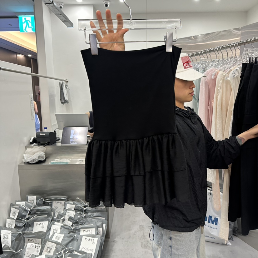 PAVEL韓國代購女裝新品休閑25春夏職業推薦人氣吊帶背心荷葉邊PAVEL吊帶/背心圖色2