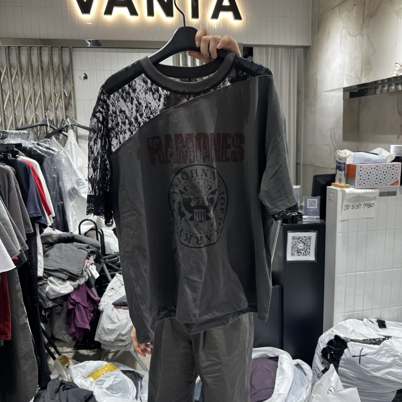 VANTA韓國㊣直郵東大門代購女裝新款時尚推薦人氣休閑T恤蕾絲VANTAT恤圖色1