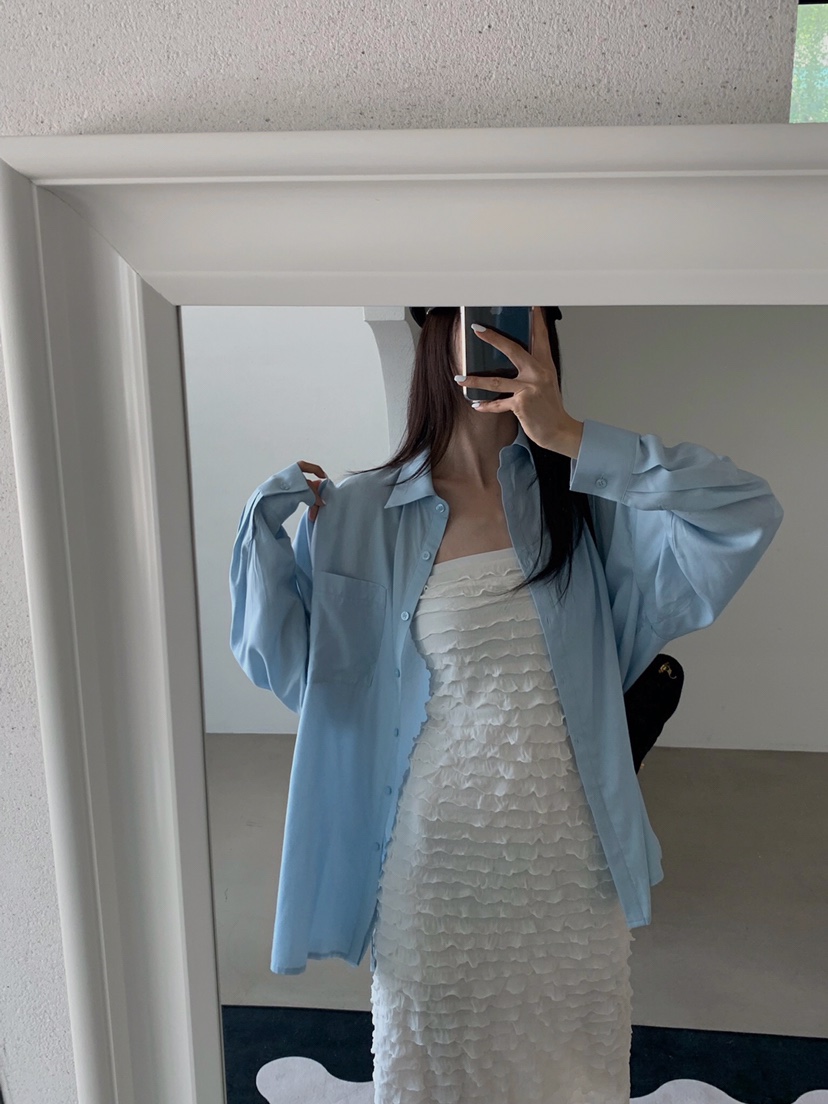 VERANDA韓國直郵㊣東大門實拍女裝新品休閑人氣襯衫蕾絲衫天絲VERANDA襯衫/蕾絲衫