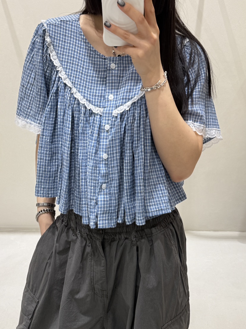 SHIRRING直郵韓國代購㊣女裝新品25春夏人氣休閑襯衫蕾絲衫SHIRRING襯衫/蕾絲衫