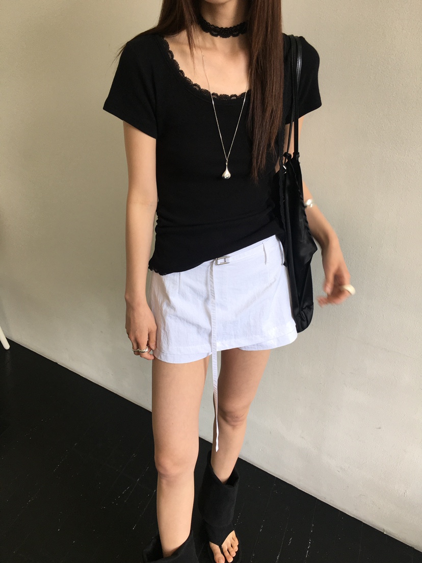 MONDAYMORING韓國直郵㊣女裝新品休閑熱賣時尚25春夏裙褲含腰帶MONDAYMORING裙褲