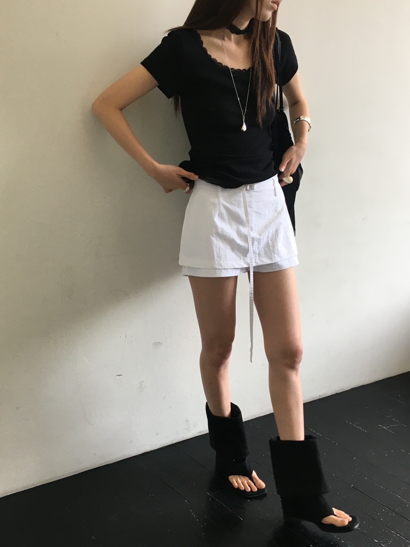 MONDAYMORING韓國直郵㊣女裝新品休閑熱賣時尚25春夏裙褲含腰帶MONDAYMORING裙褲