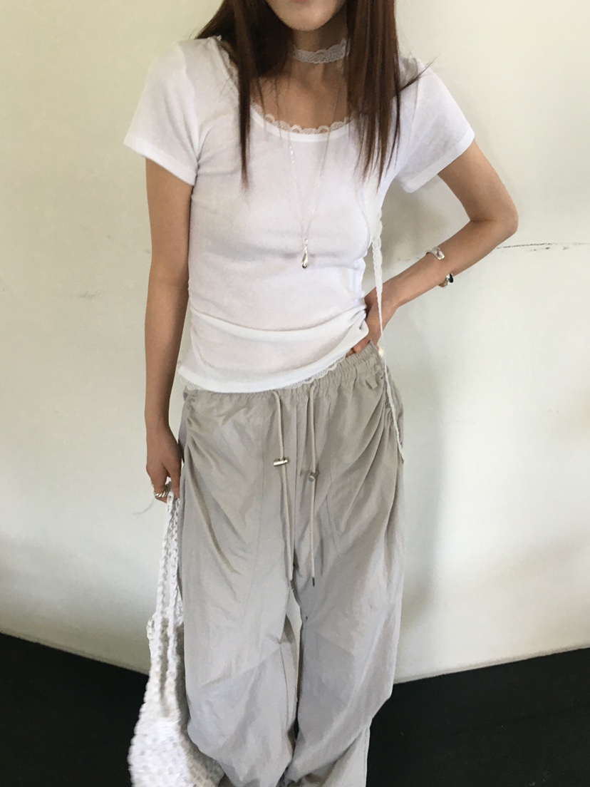 MONDAYMORING韓國直郵㊣女裝新款人氣休閑推薦T恤含脖帶套裝MONDAYMORINGT恤