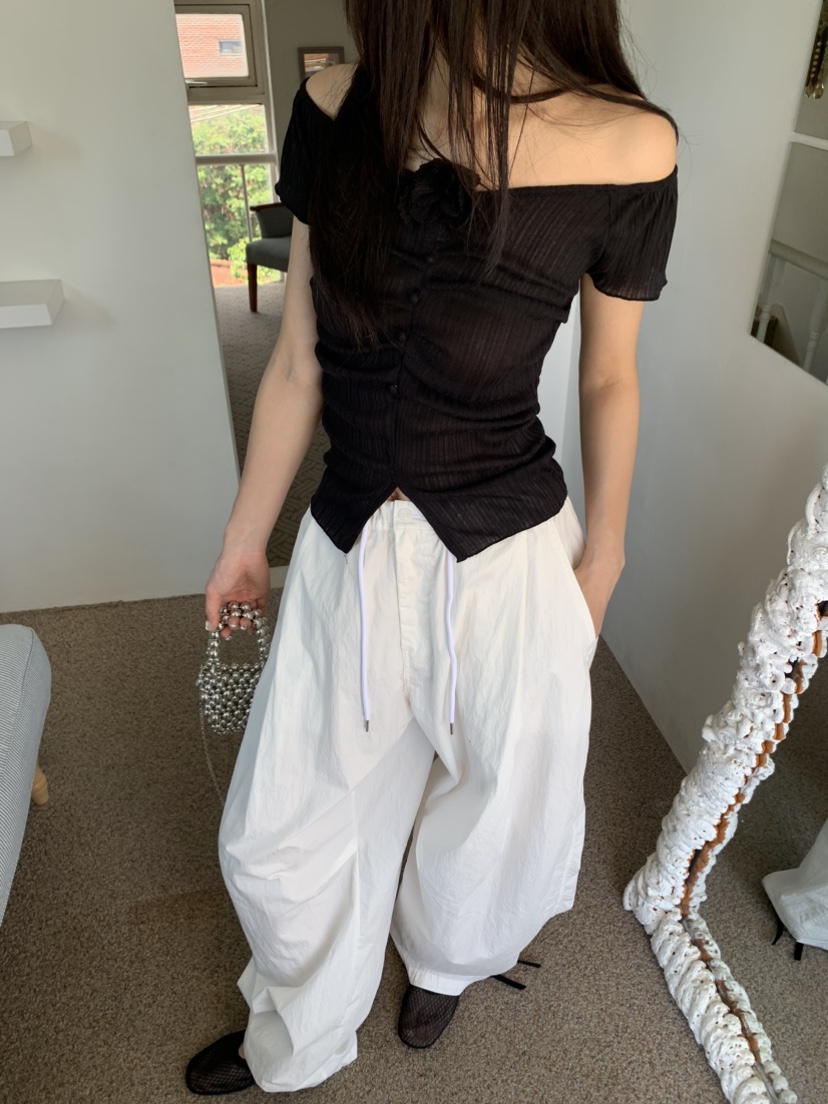 BADCALM韓國直郵㊣女裝新品休閑時尚熱賣人氣25春夏休閑褲尼龍BADCALM休閑褲