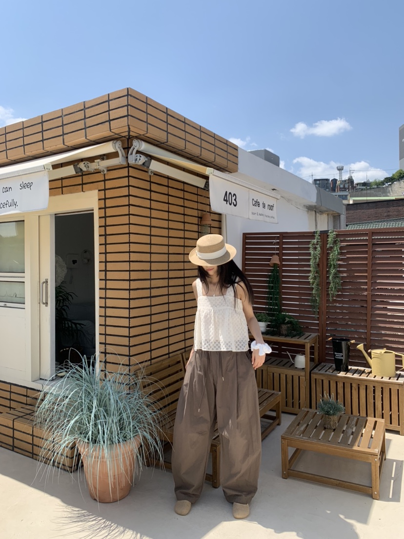 BADCALM韓國直郵㊣女裝新品休閑時尚熱賣人氣25春夏休閑褲尼龍BADCALM休閑褲