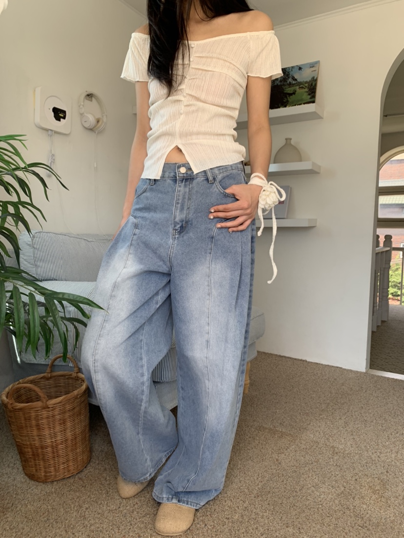 BADCALM韓國直郵㊣東大門實拍女裝新款休閑熱賣時尚25春夏牛仔褲BADCALM牛仔褲