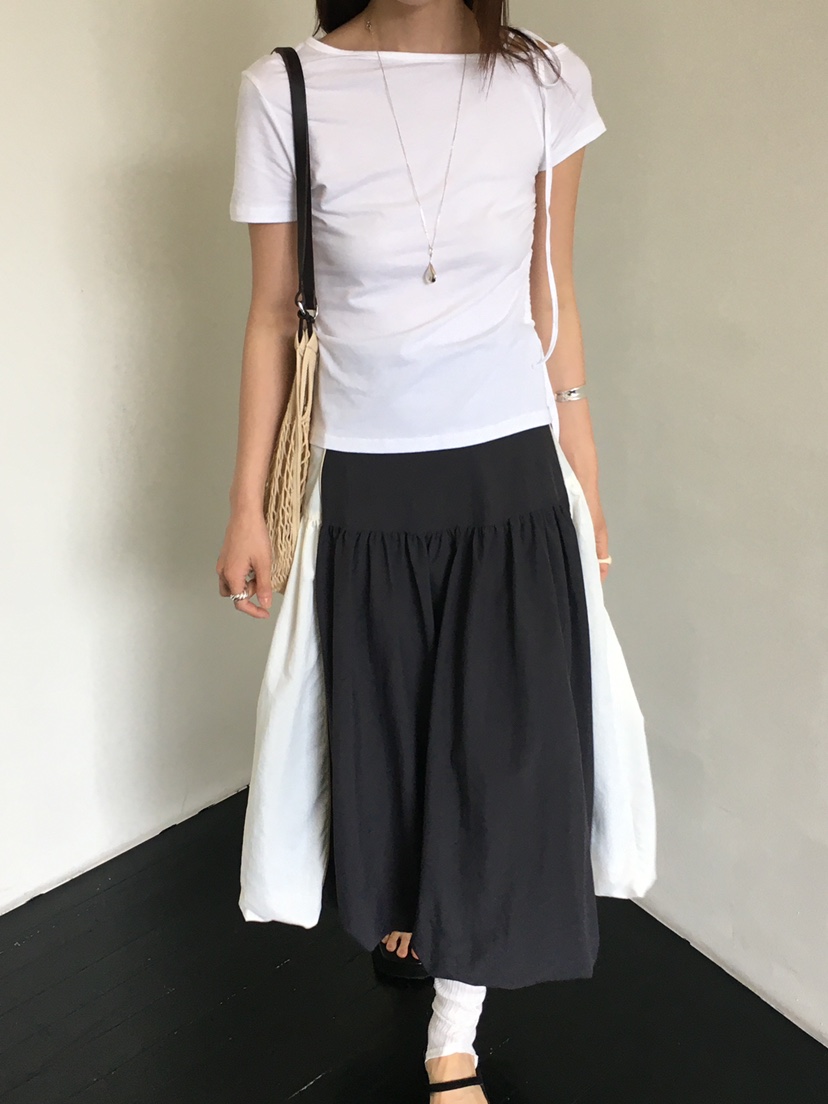 MONDAYMORING韓國直郵㊣女裝新品推薦25春夏時尚熱賣T恤褶皺MONDAYMORINGT恤