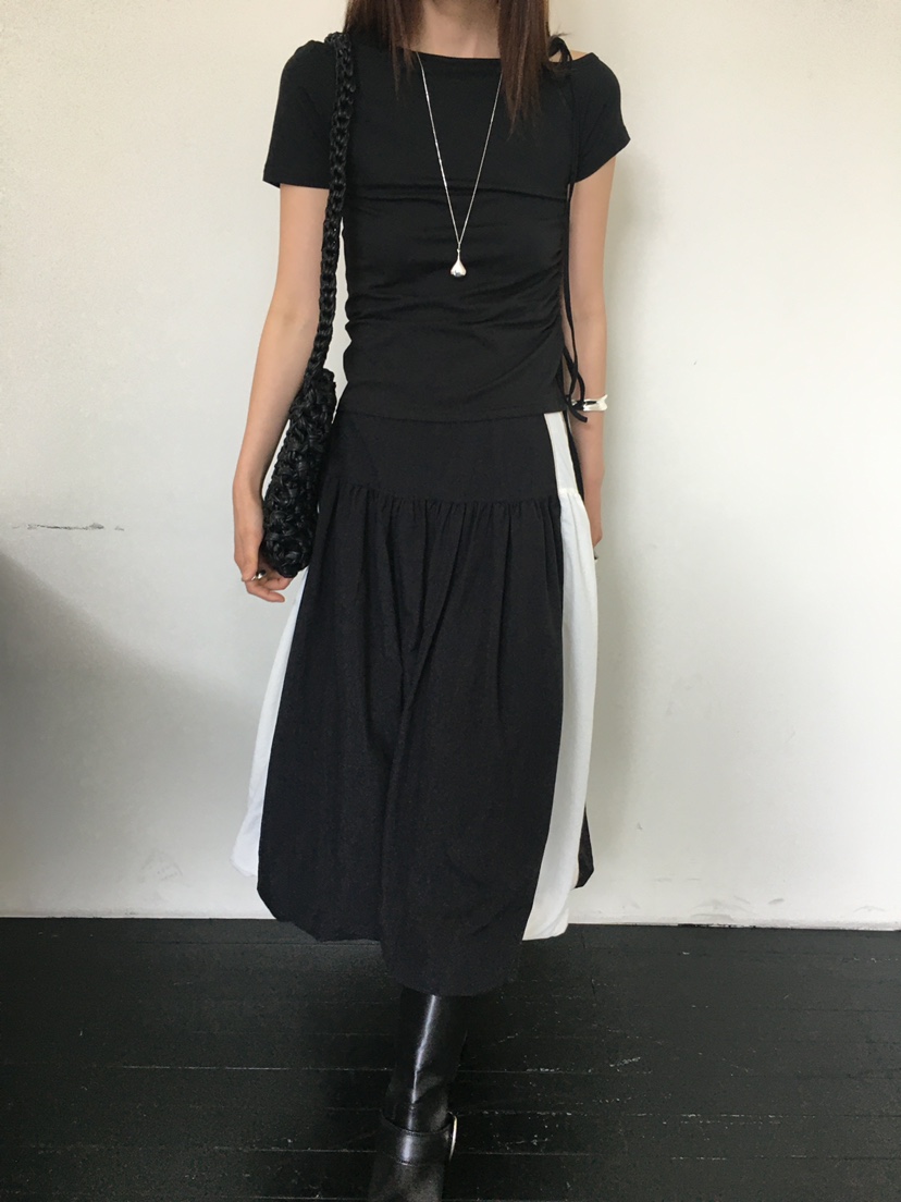 MONDAYMORING韓國直郵㊣女裝新品推薦25春夏時尚熱賣T恤褶皺MONDAYMORINGT恤