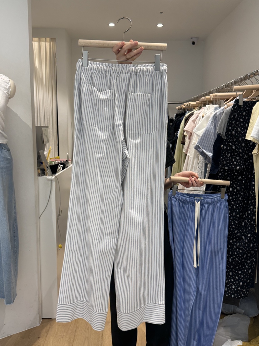 TAF韓國直郵㊣東大門實拍女裝新品人氣時尚休閑休閑褲亞麻條紋TAF休閑褲