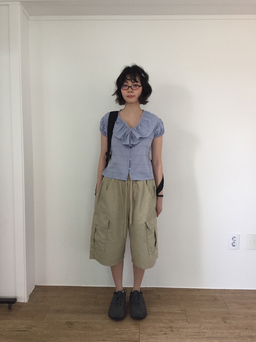I I直郵韓國代購㊣女裝新款25春夏熱賣人氣時尚襯衫蕾絲衫ITSSONG襯衫/蕾絲衫