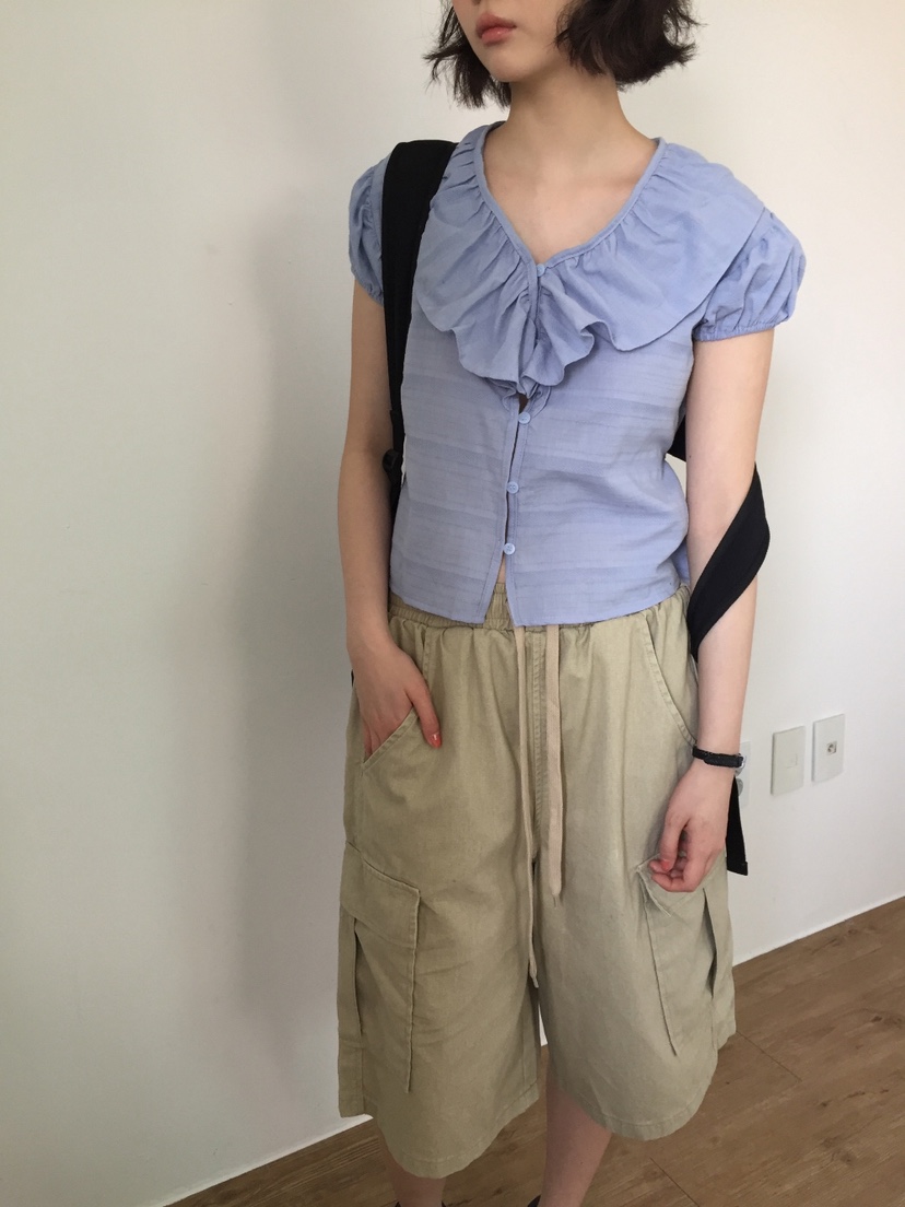 I I直郵韓國代購㊣女裝新款25春夏熱賣人氣時尚襯衫蕾絲衫ITSSONG襯衫/蕾絲衫