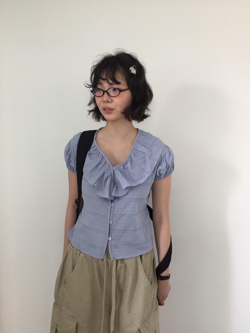 I I直郵韓國代購㊣女裝新款25春夏熱賣人氣時尚襯衫蕾絲衫ITSSONG襯衫/蕾絲衫