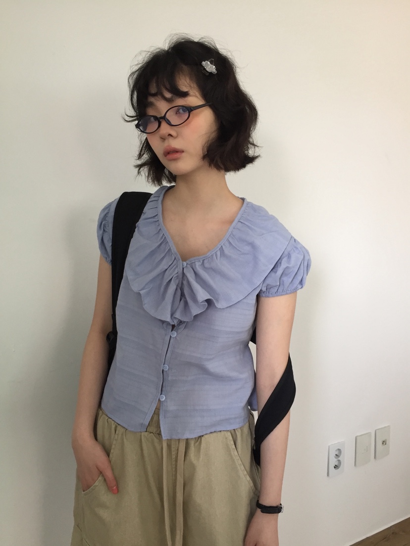 I I直郵韓國代購㊣女裝新款25春夏熱賣人氣時尚襯衫蕾絲衫ITSSONG襯衫/蕾絲衫