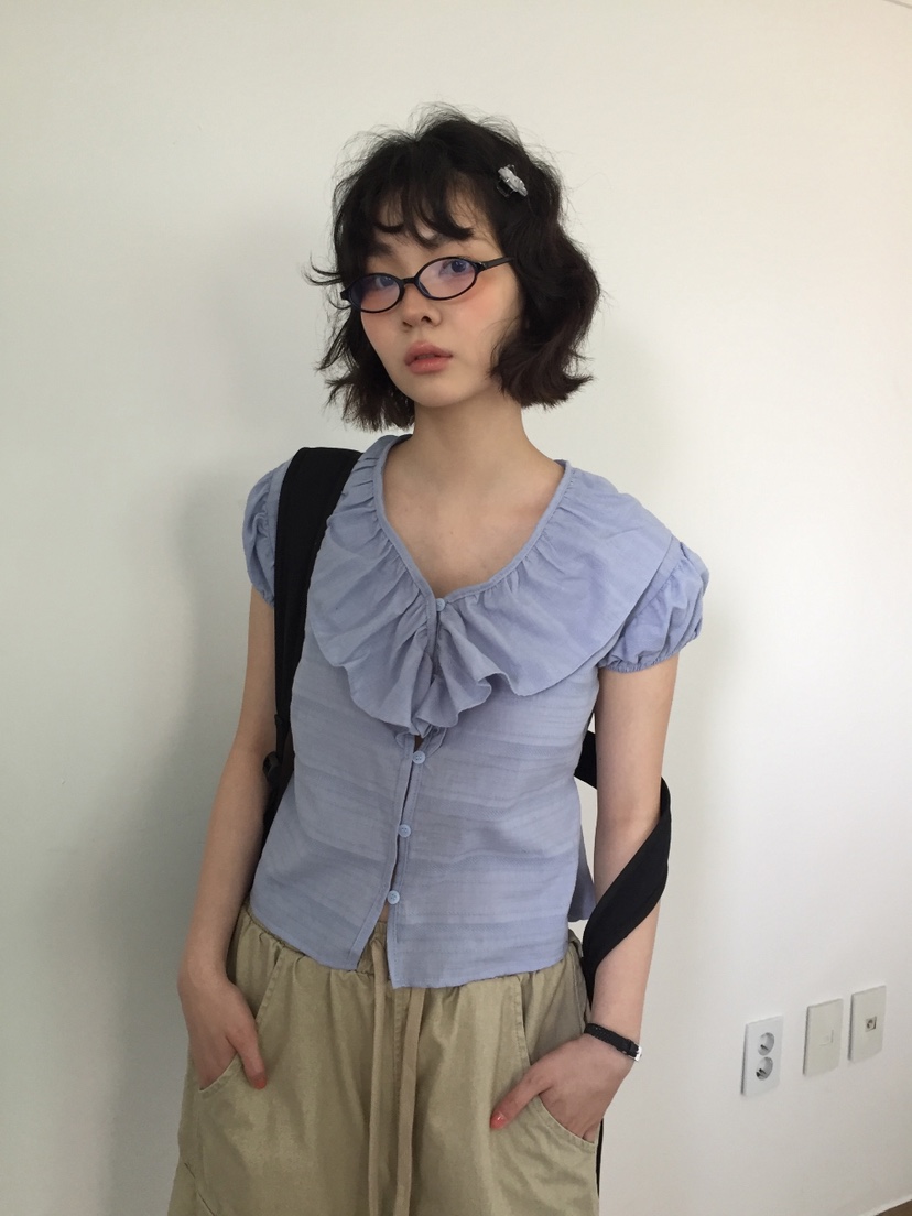 I I直郵韓國代購㊣女裝新款25春夏熱賣人氣時尚襯衫蕾絲衫ITSSONG襯衫/蕾絲衫