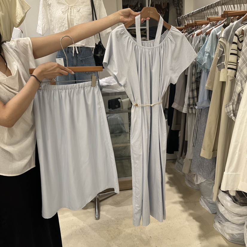 MELO直郵韓國代購㊣女裝新款熱賣休閑套裝含腰帶兩件套套裝MELO套裝