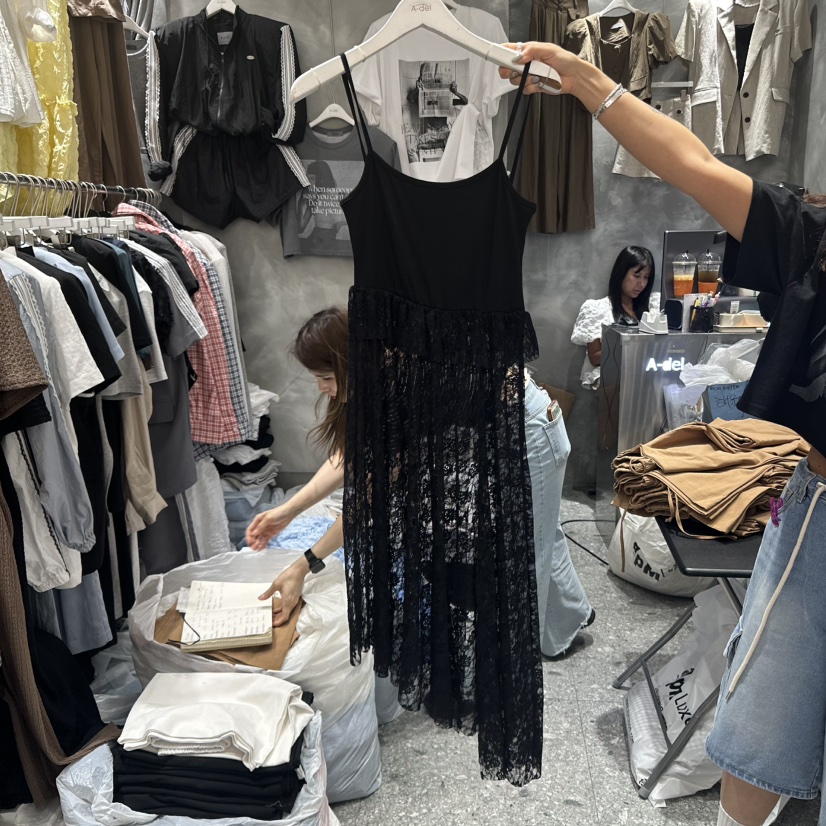 A-DEL直郵韓國代購㊣女裝新品推薦時尚25春夏吊帶背心蕾絲A-DEL吊帶/背心圖色2