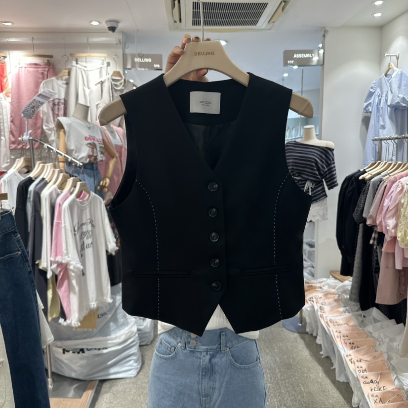 DELLING韓國直郵㊣女裝新款熱賣25春夏人氣時尚推薦休閑馬甲DELLING馬甲圖色2