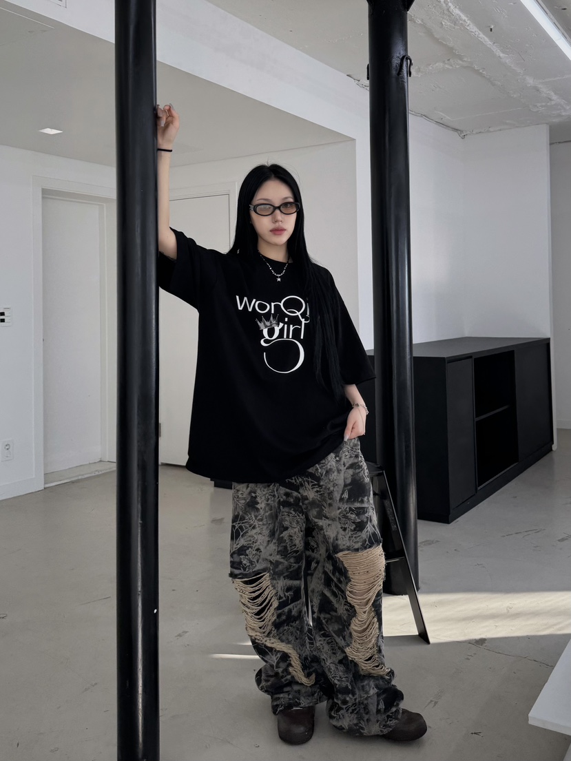 SEEOT東大門實拍女裝新款時尚推薦熱賣25春夏牛仔褲男女同款GGD牛仔褲