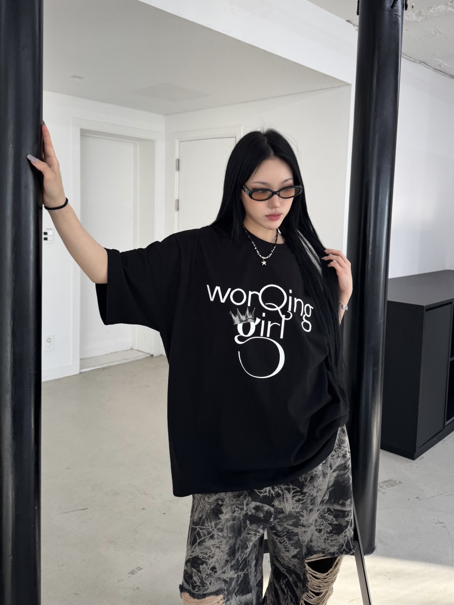 SEEOT韓國代購女士新款推薦時尚人氣熱賣職業休閑T恤男女同款GGDT恤圖色2