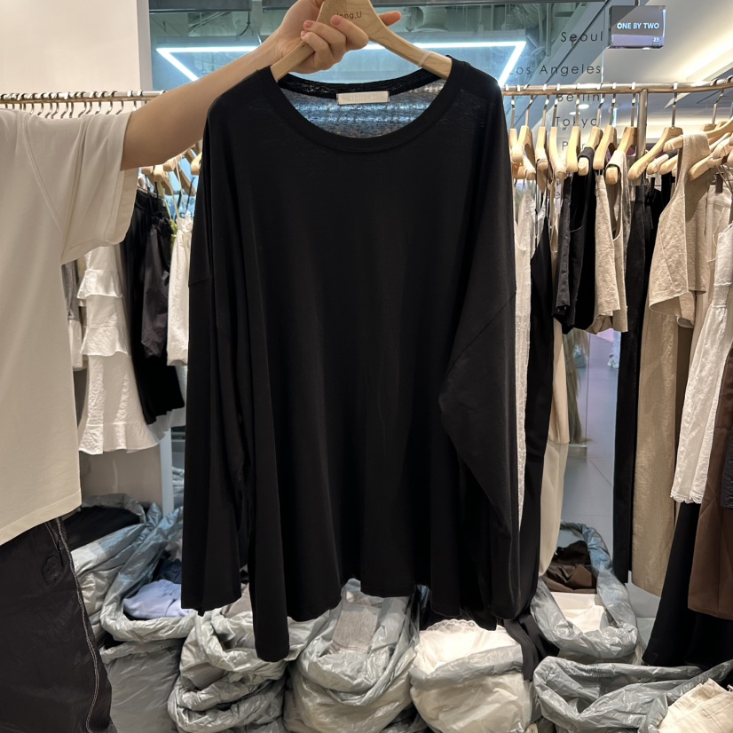 HONG.U東大門實拍女裝新品真品25春夏人氣熱賣職業長袖T恤HONG.U長袖T恤圖色4