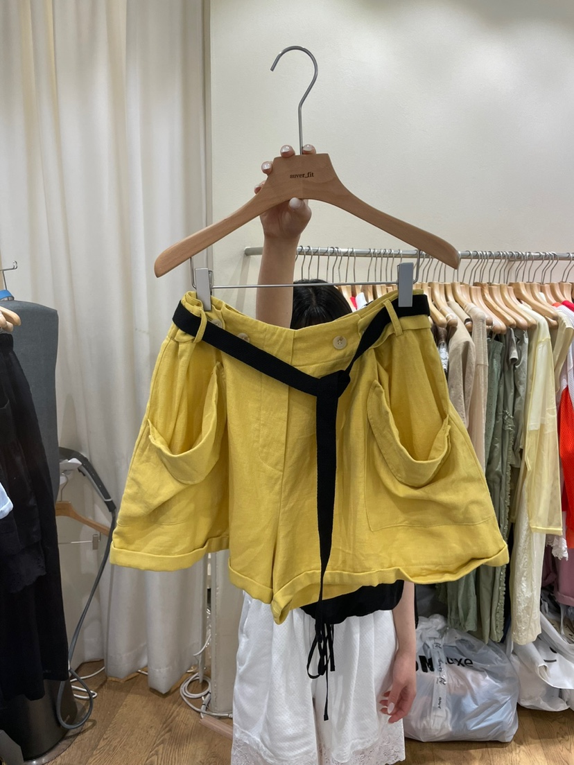AUVERFIT東大門直郵女裝新品熱賣人氣真品職業短褲含腰帶亞麻AUVERFIT短褲圖色2