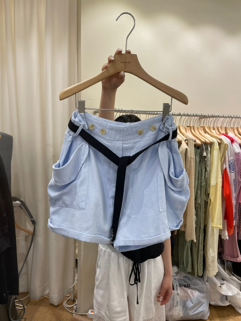 AUVERFIT東大門直郵女裝新品熱賣人氣真品職業短褲含腰帶亞麻AUVERFIT短褲圖色3