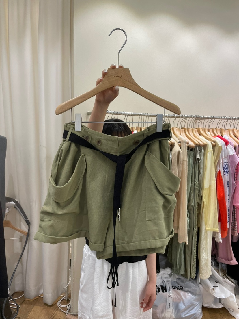 AUVERFIT東大門直郵女裝新品熱賣人氣真品職業短褲含腰帶亞麻AUVERFIT短褲圖色4