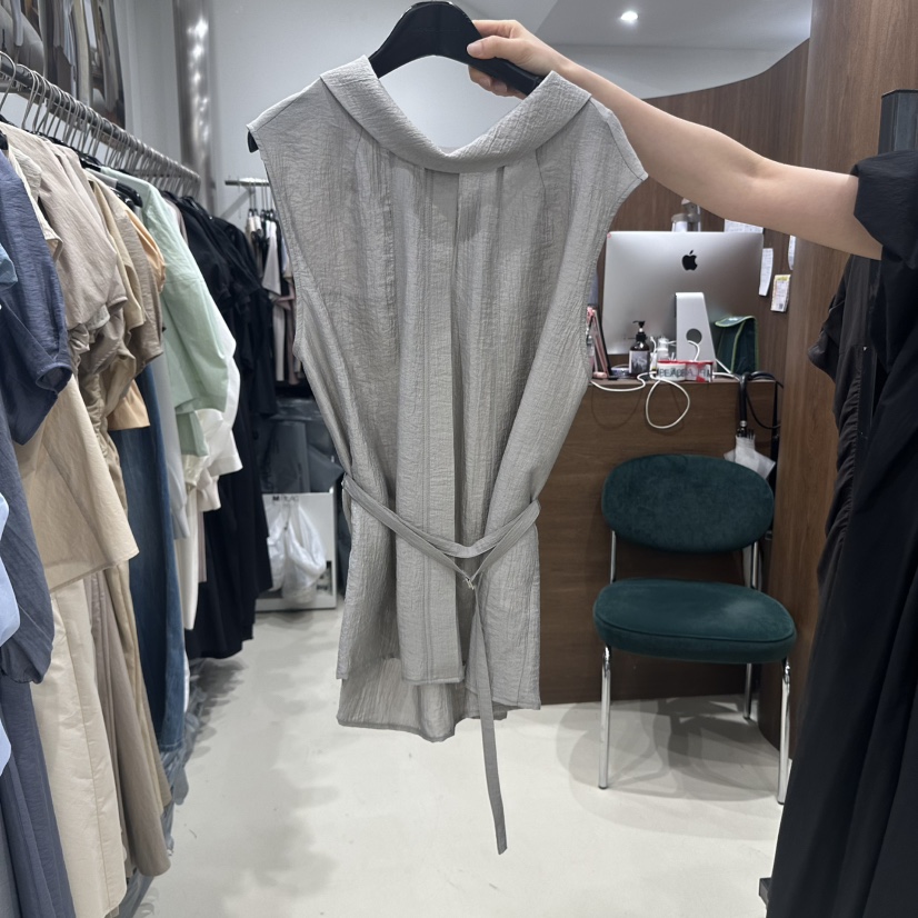 ANDYOUEDITION韓國直郵女士新品休閑熱賣真品襯衫蕾絲衫含腰繩LE EDITION襯衫/蕾絲衫圖色2