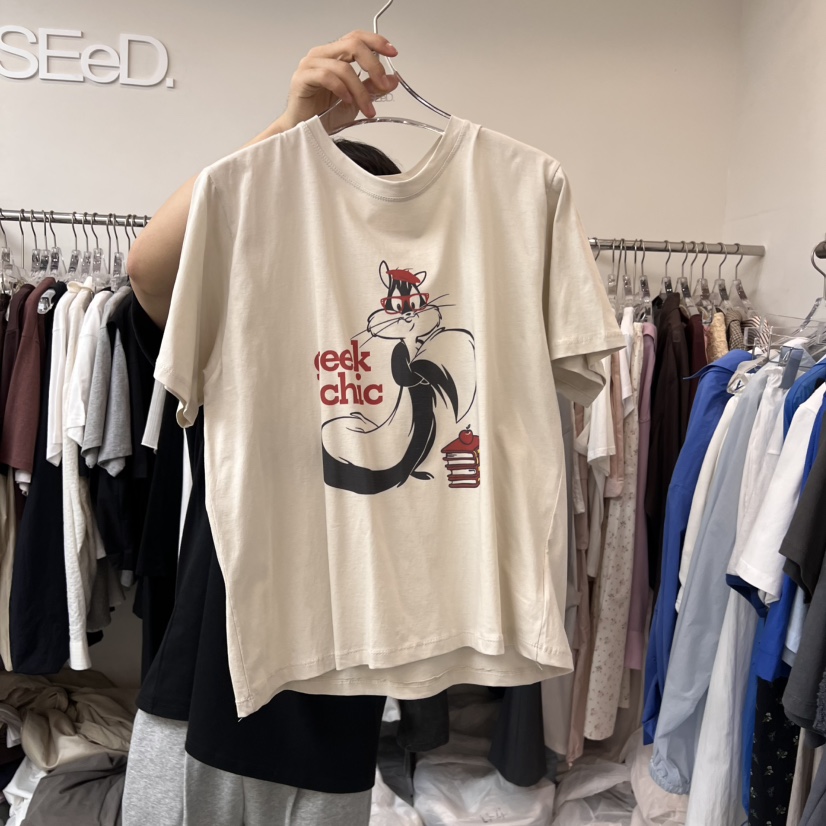 LEESEED-A東大門代購女裝新款職業25春夏推薦真品休閑熱賣T恤SEeD/LEESEEDT恤圖色2