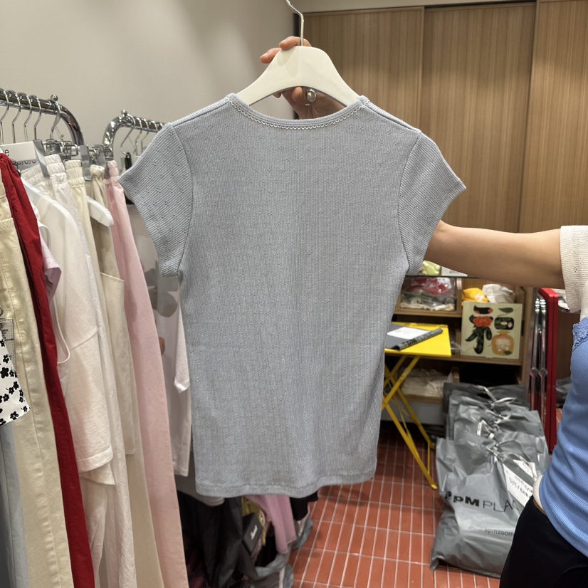 E/E/E韓國代購女士新品休閑推薦25春夏熱賣職業人氣真品T恤E/E/ET恤